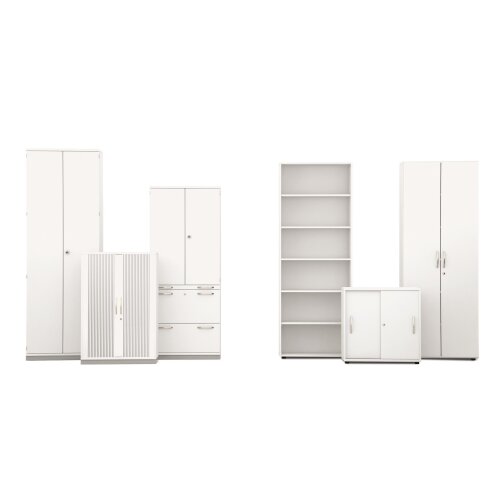 Regal 5 Ordnerhöhen 181 cm hoch 80 cm breit, Dekor Weiss