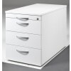 Rollcontainer 60 cm tief, 3+1 Schubladen, Dekor Front: Weiss, Dekor Korpus: Weiss