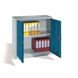 Stahlschrank 100 hoch 100 cm breit Türen Lichtblau