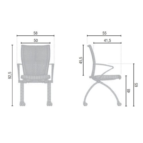 Besucherstuhl auf Rollen mit Klappsitz