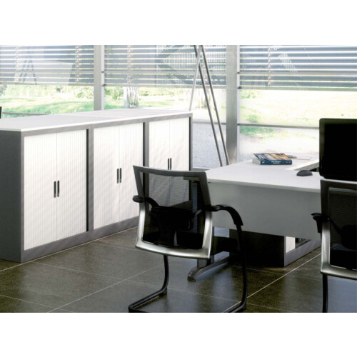 Stahl Querrollladenschrank, 50 cm hoch, Serie Select,  Breite 120 cm, Korpus: Weiss, Rolllade: Weiss