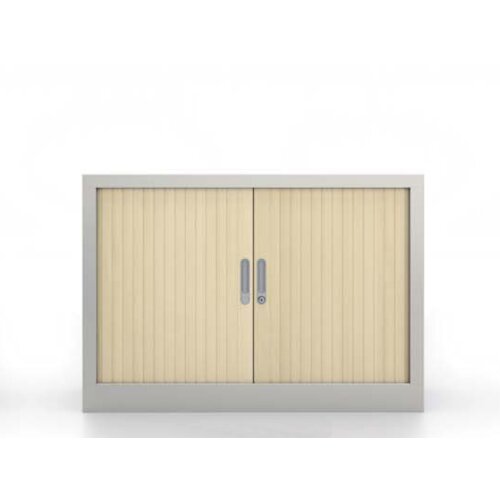 Stahl Querrollladenschrank, 70 cm hoch, Serie Select,  Breite 80 cm, Korpus: Silber metallic, Rolllade: Ahorn