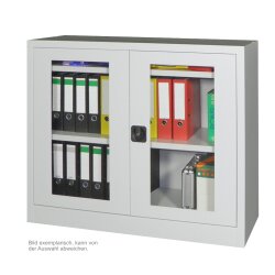 Stahlschrank mit Sichtfenstertüren 100 cm hoch,...