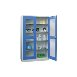 Stahlschrank mit Sichtfenstertüren 195 cm hoch,...