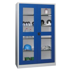 Stahlschrank mit Sichtfenstertüren 195 cm hoch,...
