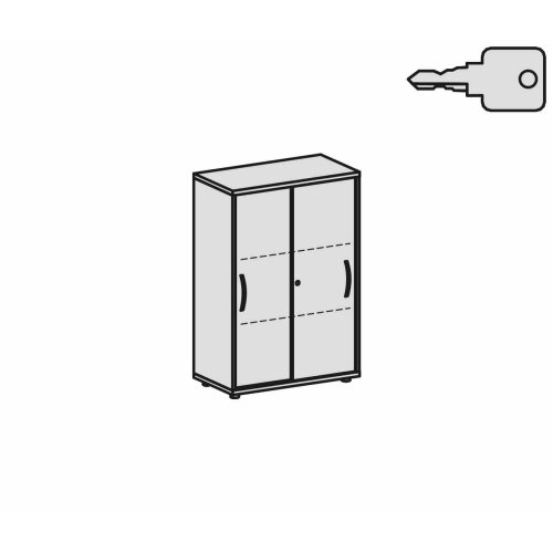 Schiebetürenschrank 3 Ordnerhöhen 118 cm hoch 80 cm breit , Dekor Front: Weiss, Dekor Korpus: Weiss