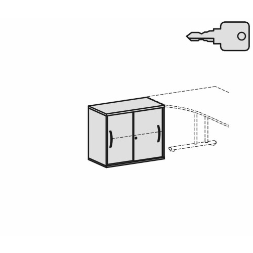 Anstell-Schiebetürenschrank 2 Ordnerhöhen 72 cm hoch 80 cm breit, Dekor Front: Buche Dunkel, Dekor Korpus: Buche Dunkel