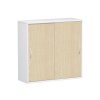 Schiebetürenschrank 3 Ordnerhöhen 120 cm breit , Dekor Front: Ahorn, Dekor Korpus: Weiss