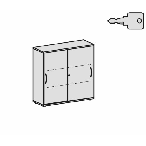 Schiebetürenschrank 3 Ordnerhöhen 120 cm breit , Dekor Front: Ahorn, Dekor Korpus: Ahorn