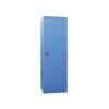 Stahlschrank 195 cm hoch, 64 cm breit, 50 cm tief, Korpus: Lichtgrau, Türen: Enzianblau, Fachböden: gepulvert in Korpusfarbe