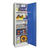Stahlschrank 195 cm hoch, 64 cm breit, 50 cm tief, Korpus: Himmelblau, Türen: Himmelblau, Fachböden: gepulvert in Korpusfarbe