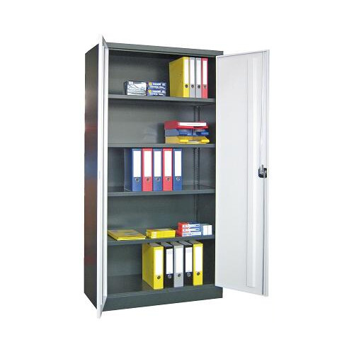 Stahlschrank 195 cm hoch, 100cm breit, 60 cm tief, Korpus: Lichtgrau, Türen: Lichtgrau, Fachböden: verzinkt