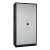 Stahlschrank 195 cm hoch, 120cm breit, 40 cm tief, Korpus: Tiefschwarz, Türen: Lichtgrau, Fachböden: gepulvert in Korpusfarbe