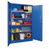 Stahlschrank 195 cm hoch, 120cm breit, 40 cm tief, Korpus: Tiefschwarz, Türen: Lichtgrau, Fachböden: gepulvert in Korpusfarbe