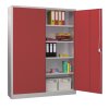 Stahlschrank 195 cm hoch, 150 cm breit, 60 cm tief, Korpus: Anthrazitgrau, Türen: Lichtblau, Fachböden: gepulvert in Korpusfarbe