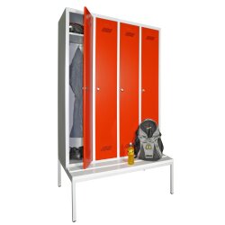 Umkleideschrank 4 Abteile, Abteilbreite 300mm, auf...