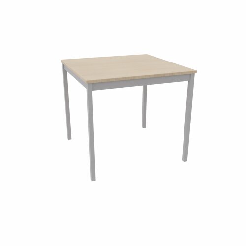 Schulungstisch Serie Style, Maß: 70 x 70 cm, Gestell: Rahmen und Füsse silber metallic, Dekor: Ahorn