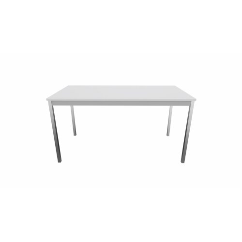 Schulungstisch Serie Style, Maß: 120 x 80 cm, Gestell: Rahmen silber Füsse chrom, Dekor: Weiss