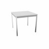 Schulungstisch Serie Style, Maß: 80 x 80 cm, Gestell: Rahmen silber Füsse chrom, Dekor: Weiss