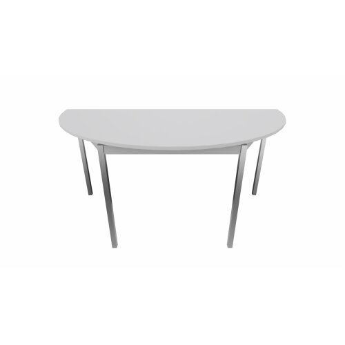 Halbrundtisch Serie Style, Maß: 160 x 80 cm, Gestell: Rahmen silber Füsse chrom, Dekor: Grau