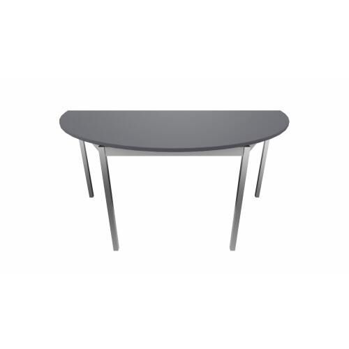Halbrundtisch Serie Style, Maß: 160 x 80 cm, Gestell: Rahmen silber Füsse chrom, Dekor: Anthrazit