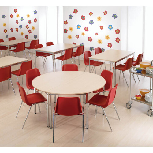 Halbrundtisch Serie Style, Maß: 160 x 80 cm, Gestell: Rahmen und Füsse anthrazit metallic, Dekor: Ahorn