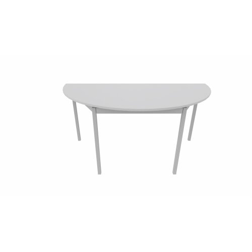 Halbrundtisch Serie Style, Maß: 160 x 80 cm, Gestell: Rahmen und Füsse silber metallic, Dekor: Grau