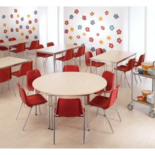 Halbrundtisch Serie Style, Maß: 160 x 80 cm, Gestell: Rahmen und Füsse silber metallic, Dekor: Ahorn