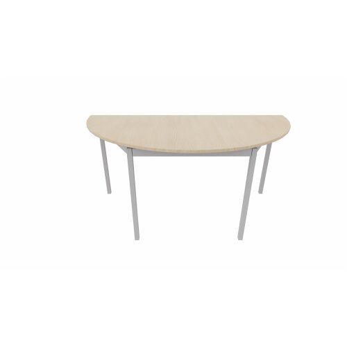 Halbrundtisch Serie Style, Maß: 160 x 80 cm, Gestell: Rahmen und Füsse silber metallic, Dekor: Eiche