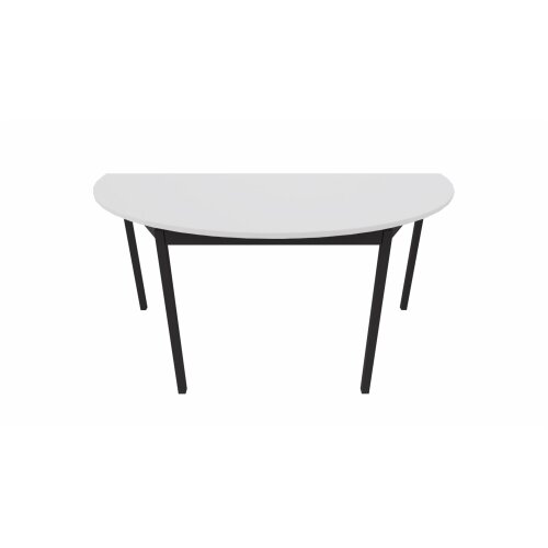 Halbrundtisch Serie Style, Maß: 160 x 80 cm, Gestell: Rahmen und Füsse schwarz, Dekor: Weiss