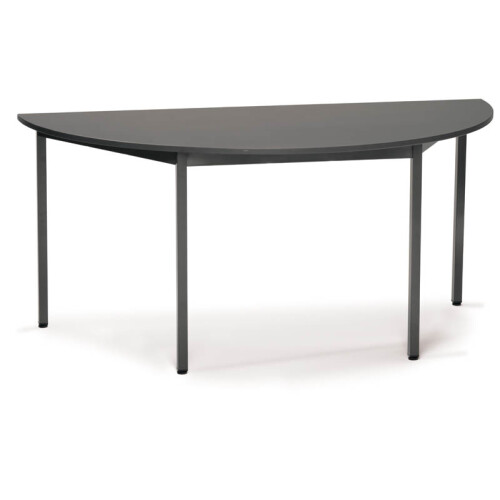 Halbrundtisch Serie Style, Maß: 160 x 80 cm, Gestell: Rahmen und Füsse schwarz, Dekor: Anthrazit