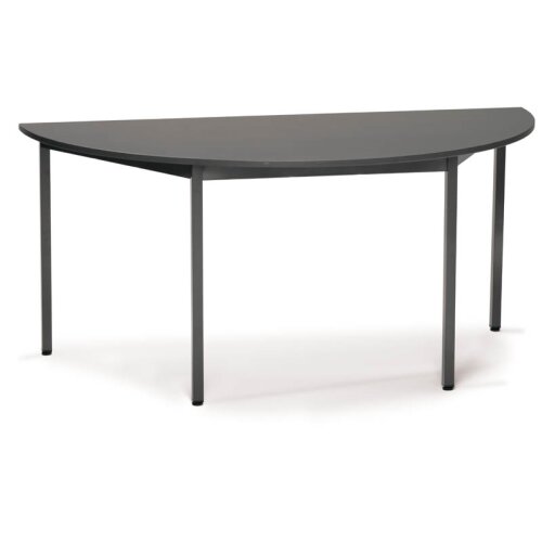 Halbrundtisch Serie Style, Maß: 140 x 70 cm, Gestell: Rahmen und Füsse silber metallic, Dekor: Anthrazit