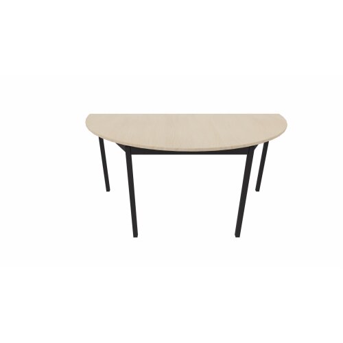 Halbrundtisch Serie Style, Maß: 140 x 70 cm, Gestell: Rahmen und Füsse schwarz, Dekor: Eiche