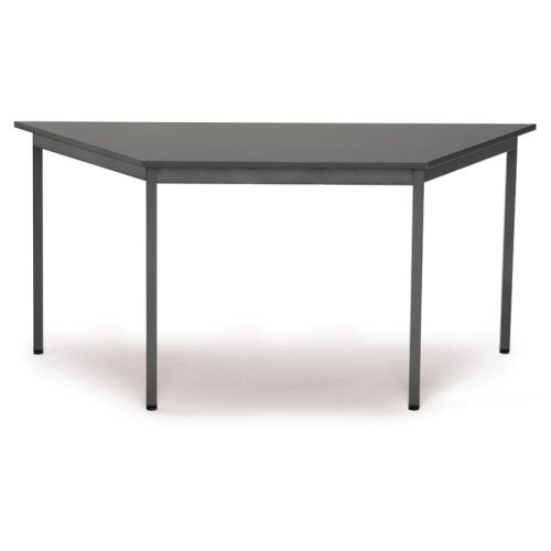 Trapeztisch Serie Style, Maß: 140 x 70 cm, Gestell: Rahmen und Füsse silber metallic, Dekor: Weiss