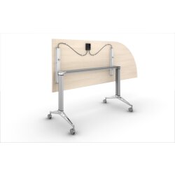 Design Klapptisch einsietig gerundet auf Rollen,...