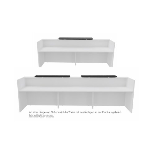 Empfangstheke Linear, Breite: 206 cm, Korpus: Weiss, Ablage: beige RAL 1019 lackiert