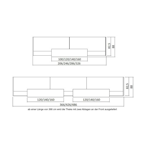 Empfangstheke Linear, Breite: 206 cm, Korpus: Weiss, Ablage: beige RAL 1019 lackiert