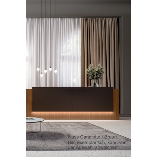 Empfangstheke Linear, Breite: 206 cm, Korpus: Weiss, Ablage: beige RAL 1019 lackiert