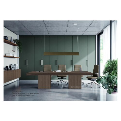 Konferenztisch mit Zentralfuss, 140 x  280 cm, Dekor: Ulme