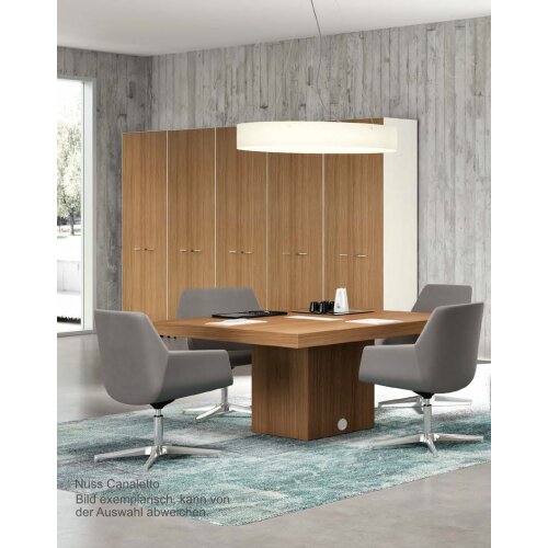 Konferenztisch mit Zentralfuss, 140 x  280 cm, Dekor: Ulme