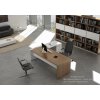 Schreibtisch Winkelkombination mit Container - Serie Davos, 220 cm / links, Dekor Tisch: Nuss Canaletto, Dekor Ansatz: Weiss