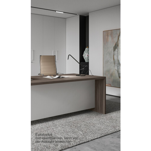 Schreibtisch Winkelkombination - Serie Davos, 200 cm / links, Dekor Tisch: Nuss Canaletto, Dekor Ansatz: Nuss Canaletto
