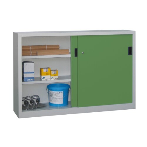 Stahl Schiebetürenschrank 120 cm hoch, 150 cm breit,  40 cm tief
