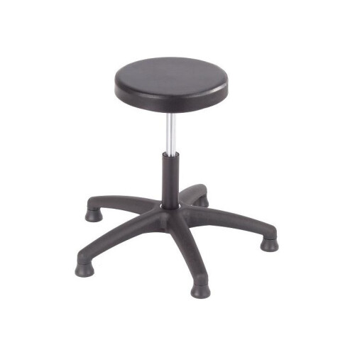 Arbeitshocker mit Sitz aus PU Schaum auf Fussgleitern