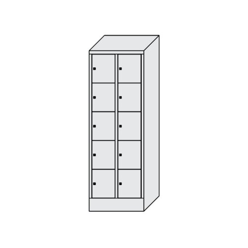 Schliessfachschrank 10 Fächer, Abteilbreite 400mm, auf Sockel