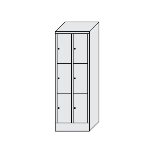 Schliessfachschrank 6  Fächer, Abteilbreite 300mm, auf Sockel