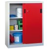 Stahl Schiebetürenschrank 120 cm hoch, 100cm breit, 40 cm tief, Korpus: Anthrazitgrau, Türen: Anthrazitgrau, Fachböden: gepulvert in Korpusfarbe