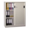 Stahl Schiebetürenschrank 120 cm hoch, 100cm breit, 40 cm tief, Korpus: Anthrazitgrau, Türen: Anthrazitgrau, Fachböden: gepulvert in Korpusfarbe
