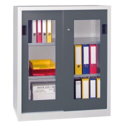 Stahl Schiebetürenschrank mit Sichtfenstertüren...