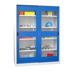 Stahl Schiebetürenschrank mit Sichtfenstertüren...